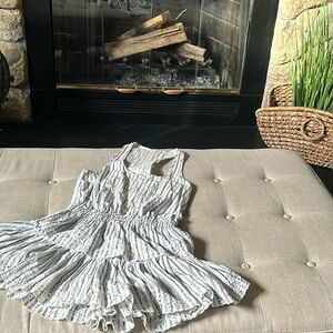 Loveshackfancy Racer Ruffled Hem Cotton Mini Dress